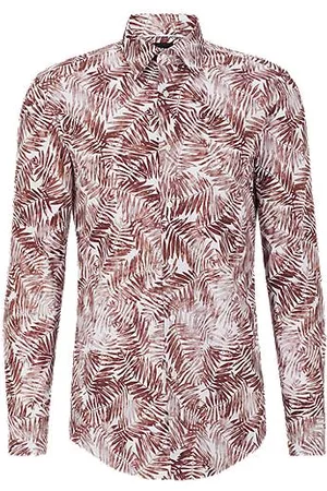 HUGO BOSS Homem Camisas Slim Fit - Slim-fit shirt in batik-printed stretch cotton