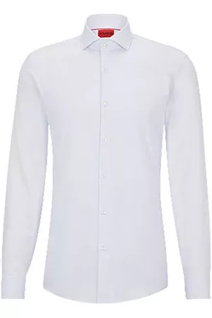 HUGO BOSS Homem Camisas Slim Fit - Slim-fit shirt in structured cotton poplin