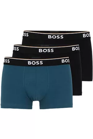 HUGO BOSS Homem Camisolas Interiores - Three-pack of stretch-cotton trunks with logo waistbands