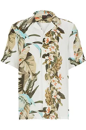 HUGO BOSS Homem Camisas de Manga curta - Regular-fit shirt with seasonal print