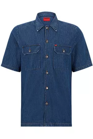 HUGO BOSS Homem Camisas Casual - Relaxed-fit denim shirt in pure cotton