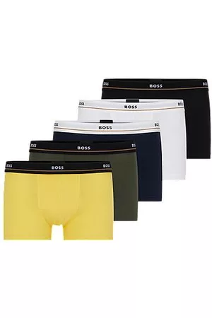 HUGO BOSS Homem Camisolas Interiores - Five-pack of stretch-cotton trunks with logo waistbands