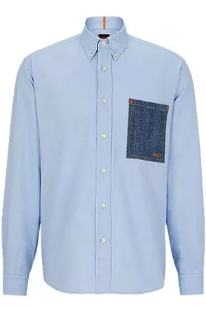 HUGO BOSS Homem Camisas Casual - Relaxed-fit shirt in organic cotton with denim pocket