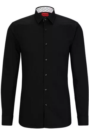 HUGO BOSS Homem Camisa Formal - Camisa de ajuste extra-slim em popelina de algodão fácil de engomar