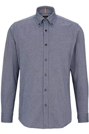 HUGO BOSS Homem Camisa Formal - Camisa de ajuste regular em algodão orgânico Oxford