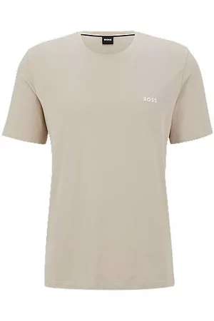 HUGO BOSS Homem T-shirts & Manga Curta - T-shirt descontraída em algodão elástico com logótipo contrastante