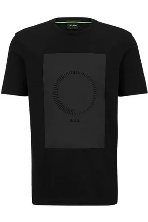HUGO BOSS Homem T-shirts & Manga Curta - T-shirt de algodão elástico com arte estampada e bordada