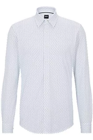 HUGO BOSS Homem Camisa Formal - Camisa de ajuste slim em mistura de algodão elástico para um alto desempenho