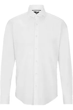 HUGO BOSS Homem Camisa Formal - Camisa de ajuste regular numa mistura de algodão elástico