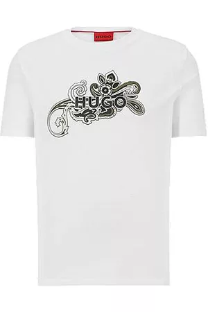 HUGO BOSS Homem T-shirts & Manga Curta - T-shirt em jérsei de algodão com motivo paisley e logótipo