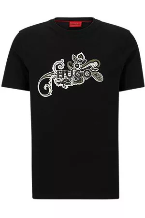 HUGO BOSS Homem T-shirts & Manga Curta - T-shirt em jérsei de algodão com motivo paisley e logótipo