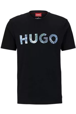 HUGO BOSS Homem T-shirts & Manga Curta - T-shirt em jersey de algodão com logótipo e slogan
