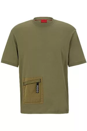 HUGO BOSS Homem T-shirts & Manga Curta - T-shirt de algodão com bolso remendado em contraste