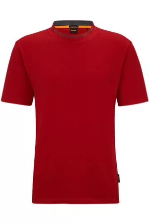 HUGO BOSS Homem T-shirts & Manga Curta - T-shirt de ajuste descontraído em jersey de algodão com colarinho detalhado