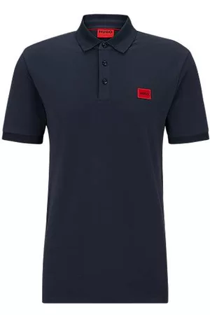 HUGO BOSS Homem Pólos - Polo de ajuste slim em algodão piqué com logótipo vermelho