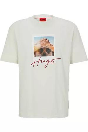 HUGO BOSS Homem T-shirts & Manga Curta - T-shirt em jérsei de algodão com logótipo e estampado animal