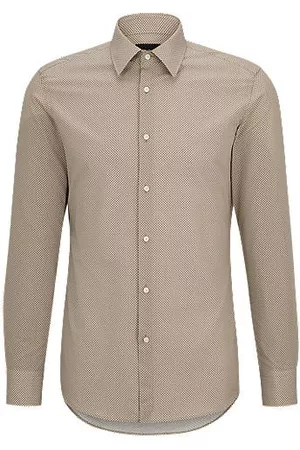 HUGO BOSS Homem Camisa Formal - Camisa de ajuste slim em popelina de algodão estampada