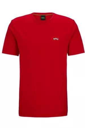 HUGO BOSS Homem T-shirts & Manga Curta - T-shirt de algodão orgânico com logótipo curvo