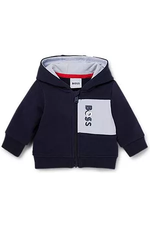 HUGO BOSS Menino Camisolas & Cardigans - Camisola com capuz de velo para bebé com estampado de logótipo e bloco de cores