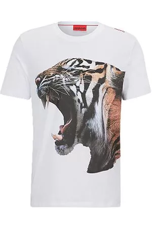 HUGO BOSS Homem T-shirts & Manga Curta - T-shirt em jersey de algodão com gráfico de tigre