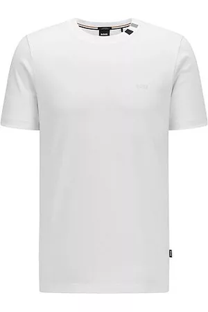 HUGO BOSS Homem T-shirts & Manga Curta - Interlock-cotton regular-fit T-shirt with signature stripe