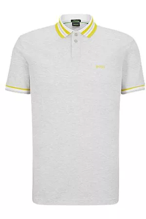 HUGO BOSS Homem Pólos - Polo em algodão piqué com acabamentos canelados às riscas