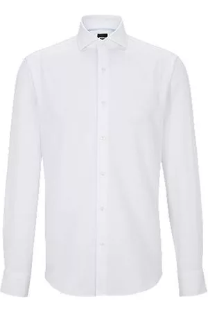 HUGO BOSS Homem Camisa Formal - Camisa de ajuste regular em algodão orgânico estruturado