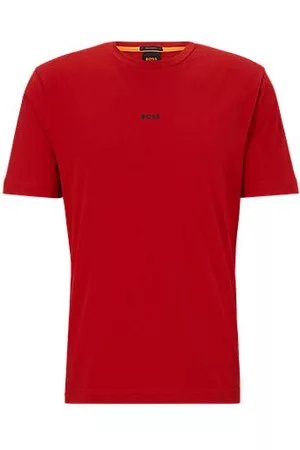 HUGO BOSS Homem T-shirts & Manga Curta - T-shirt de ajuste descontraído em algodão elástico com estampado do logótipo