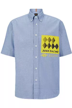 HUGO BOSS Homem Camisa Formal - Camisa de ajuste descontraído em algodão com detalhes inspirados nas corridas