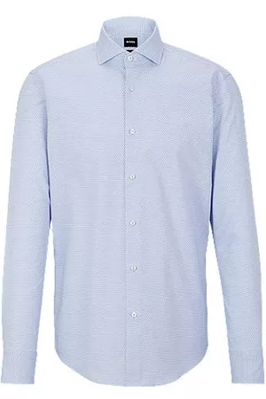 HUGO BOSS Homem Camisa Formal - Camisa de ajuste regular em algodão elástico estruturado