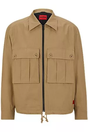 HUGO BOSS Homem Blazers - Casaco de ajuste regular em algodão ripstop com etiqueta de assinatura