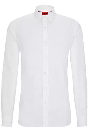 HUGO BOSS Homem Camisa Formal - Camisa de ajuste extra-slim em jacquard de algodão com estampado paisley