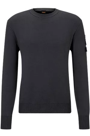 HUGO BOSS Homem Sweatshirts - Camisola de algodão orgânico com emblemas nas mangas