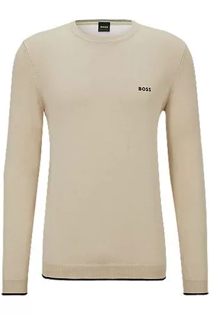HUGO BOSS Homem Sweatshirts - Camisola de ajuste regular em algodão orgânico com logótipo curvo