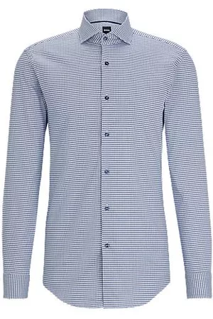 HUGO BOSS Homem Camisa Formal - Camisa de ajuste slim em algodão elástico de estrutura micro
