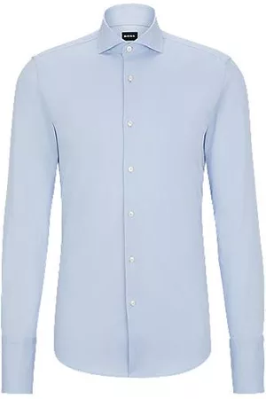 HUGO BOSS Homem Camisa Formal - Camisa de ajuste slim em algodão elástico estruturado