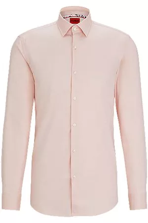 HUGO BOSS Homem Camisa Formal - Camisa de ajuste slim em algodão Oxford com motivo de rabisco