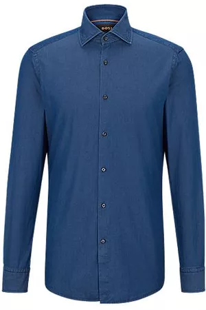 HUGO BOSS Homem Camisas de Ganga - Camisa de ajuste slim em ganga de algodão