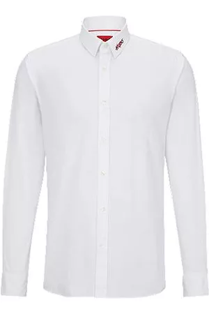 HUGO BOSS Homem Camisa Formal - Camisa de ajuste extra-slim em popelina de algodão fácil de engomar