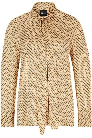 HUGO BOSS Blusa de ajuste descontraído numa mistura de seda com estampa de monograma