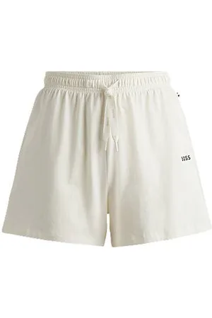 HUGO BOSS Calções de pijama com cordão em algodão elástico e logótipo estampado