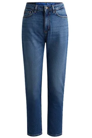 HUGO BOSS Calças de ganga mom em ganga elástica azul médio