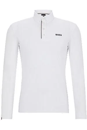 HUGO BOSS Camisa de espetáculo equestre em branco com detalhes de riscas de assinatura