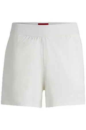 HUGO BOSS Calções de ajuste descontraído em jersey elástico com logótipo estampado