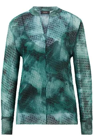 HUGO BOSS Blusa de mistura de seda com estampado sazonal