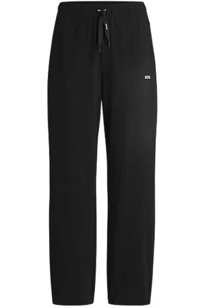 HUGO BOSS Calças de pijama em algodão elástico com cordões da marca