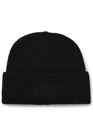 HUGO BOSS Gorro canelado com logótipo manuscrito bordado