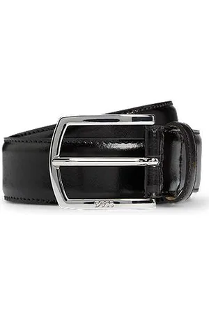 HUGO BOSS Cinto em pele italiana com fivela com a marca e revestimento completo