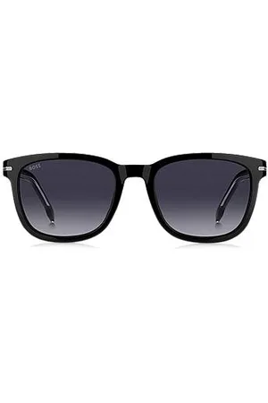 HUGO BOSS Óculos escuros em acetato preto com dobradiças prateadas