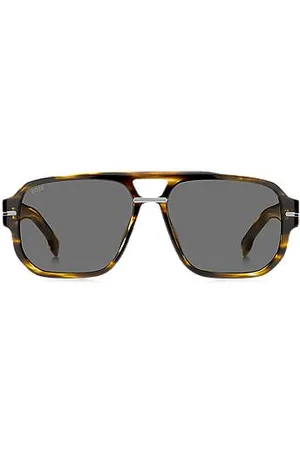 HUGO BOSS Óculos escuros em acetato com padrão com detalhes em tom prateado